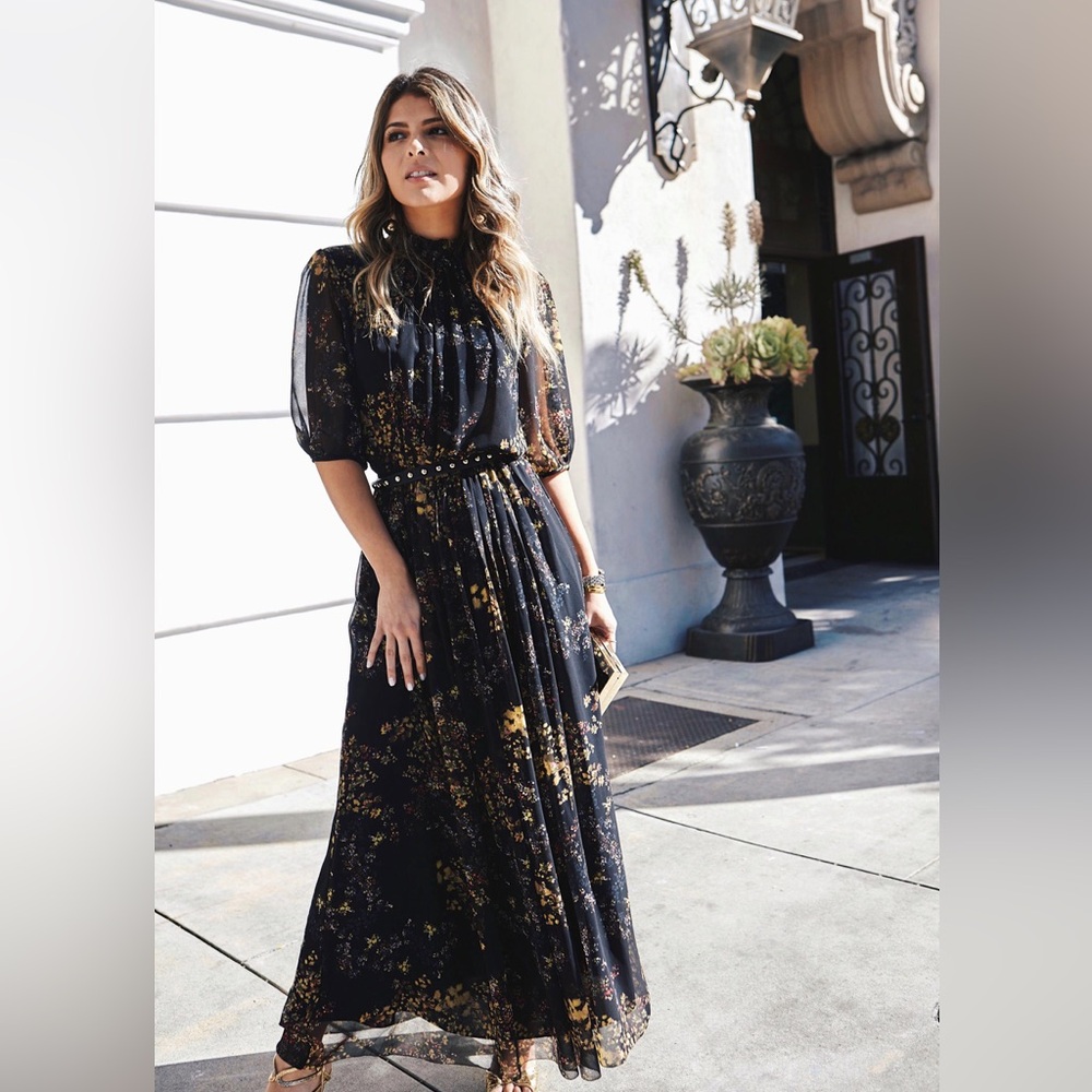 Aritzia black floral maxi dress size medium
